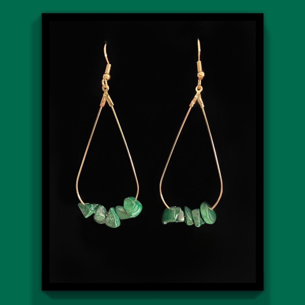 Golden Malachite Tear Drop Earrings